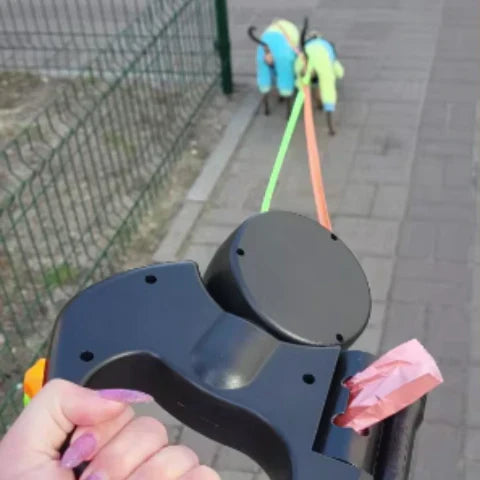 Retractable Leash with LED and Waste Bag Holder