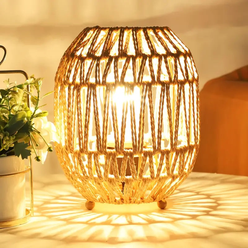 Rattan Lamp with Warm Light