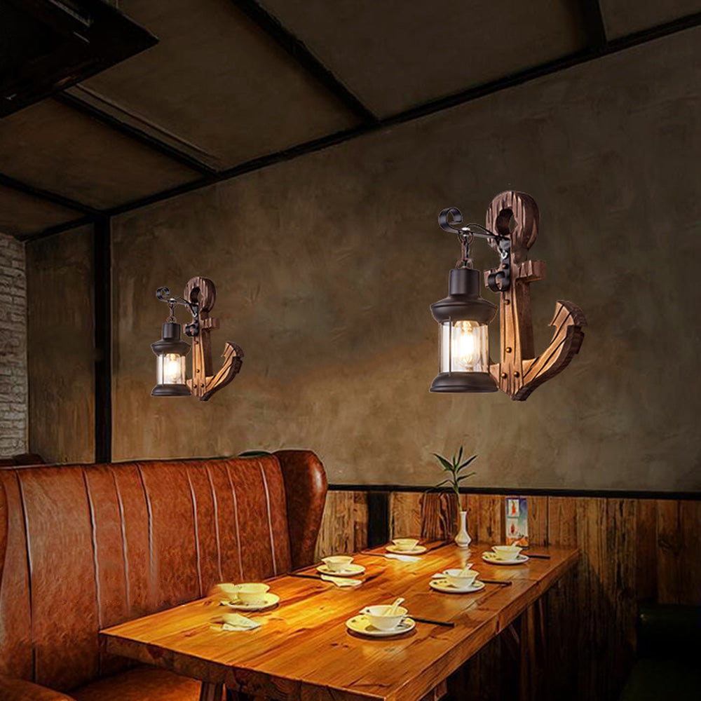 Rustic Anchor Lantern Wall Lamp