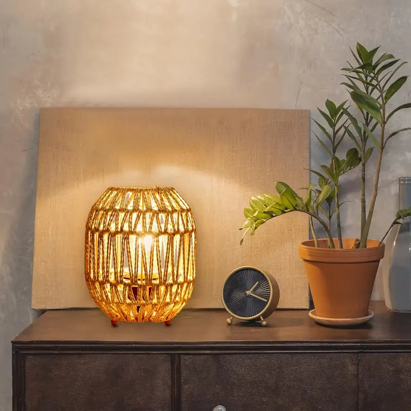 Boho Rattan Table Lamp
