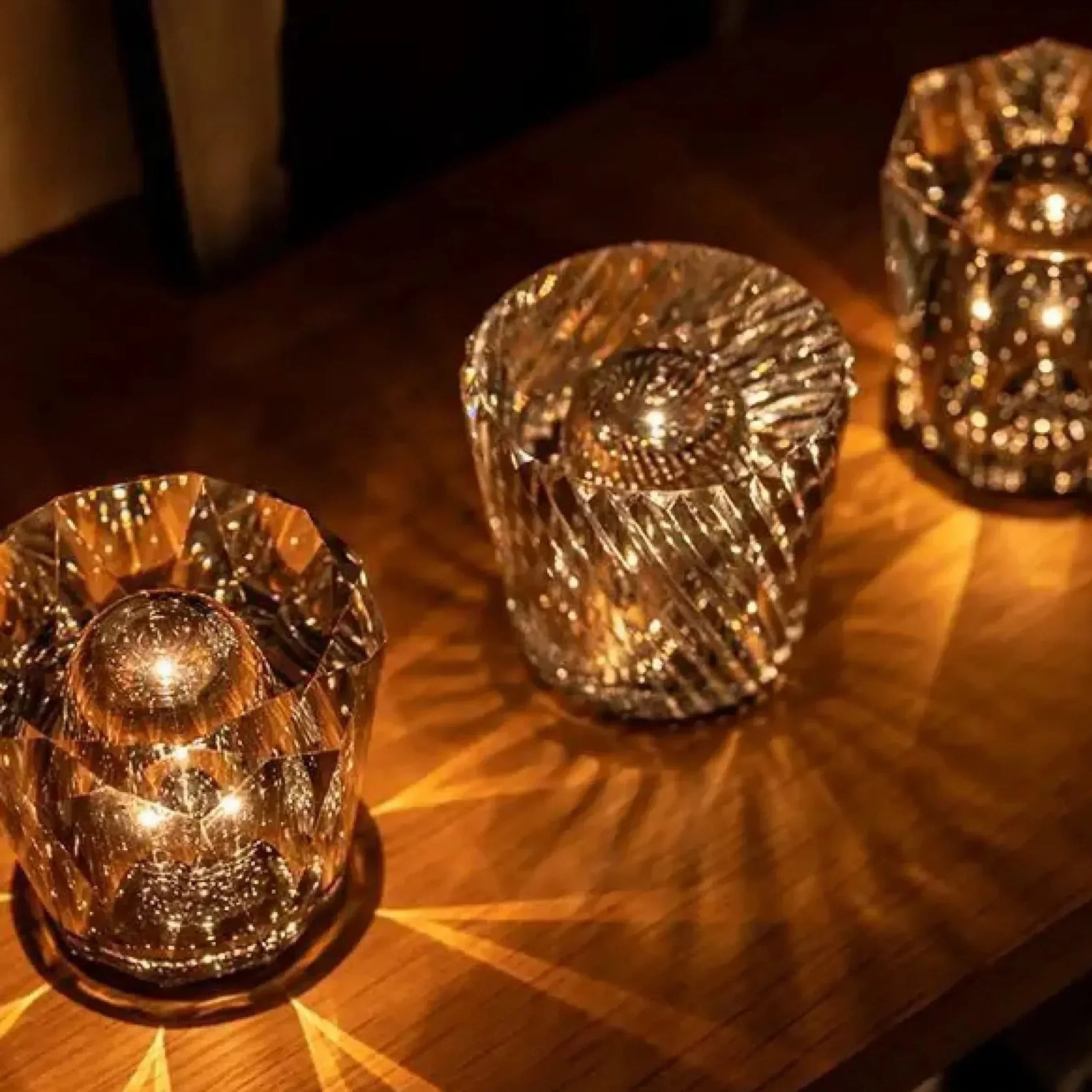 LED Crystal Lamp Lit in Dark Room