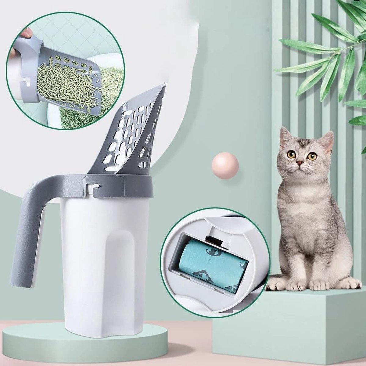Cat Litter Scooper with Storage Compartment