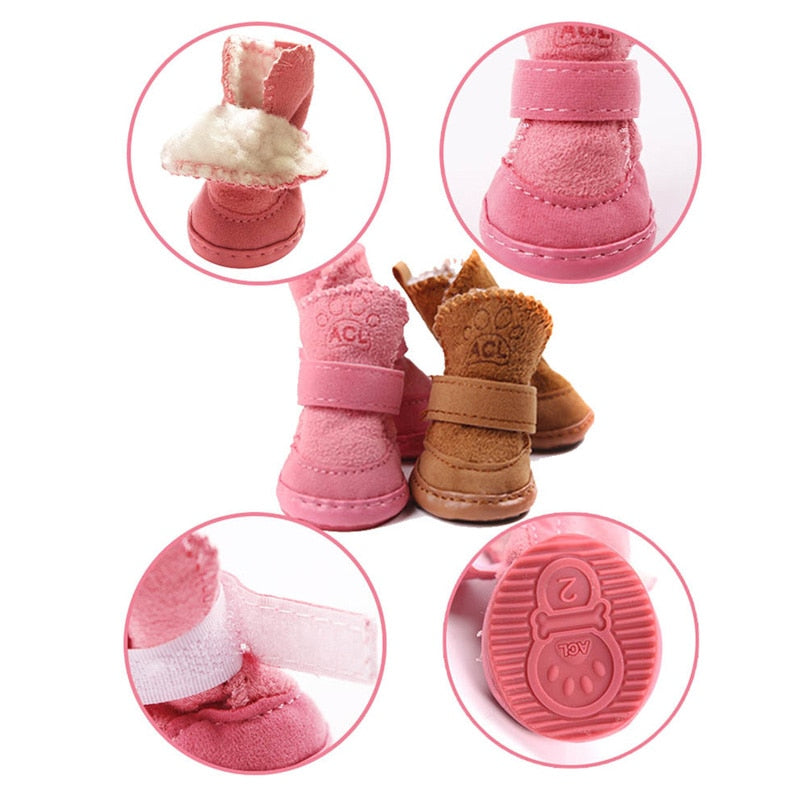 Dog Wearing Protective Winter Shoes