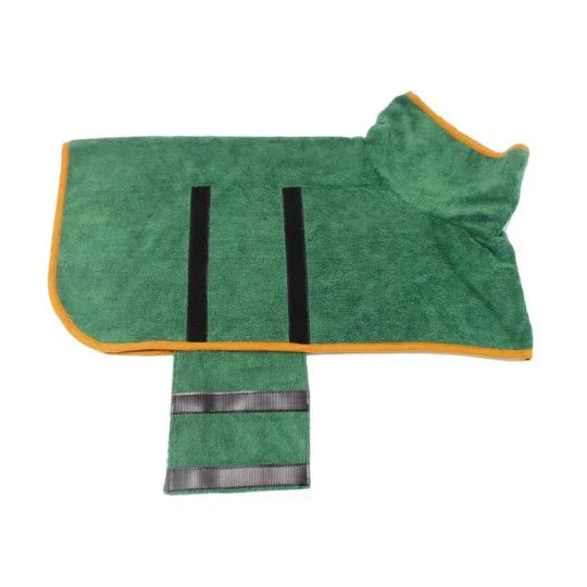 Dog Bathrobe Green Velcro Closure