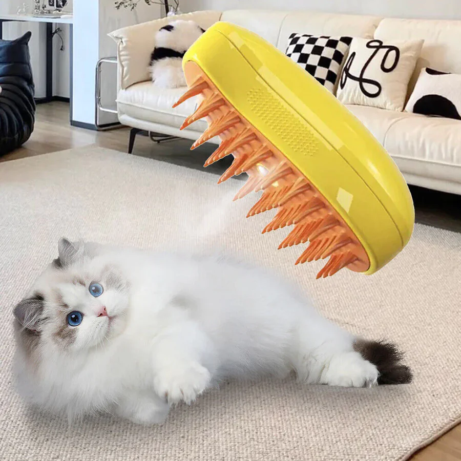 Pet Grooming Brush in Use on Cat